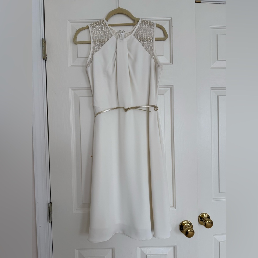 Calvin Klein Jeans White Sheath Midi Dress for Weddings